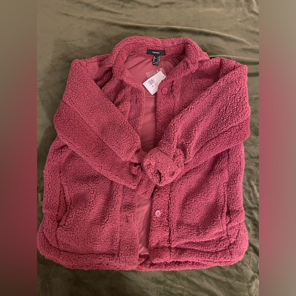 Pink Fuzzy Sweater Jacket